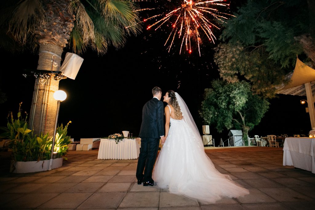 Fireworks at the closure of the wedding party
